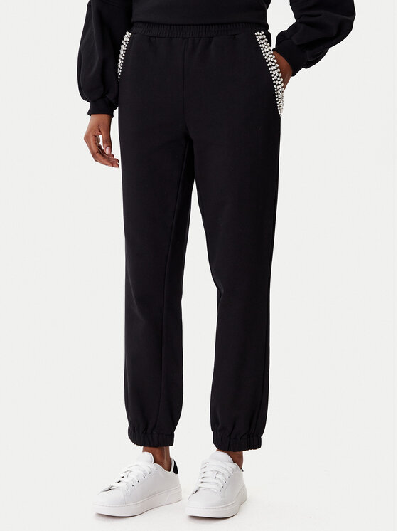 TWINSET TWINSET Spodnji del trenirke 252LI2MDD Črna Regular Fit