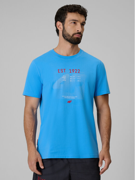 4F 4F T-Shirt AQUA FORCE Niebieski Regular Fit