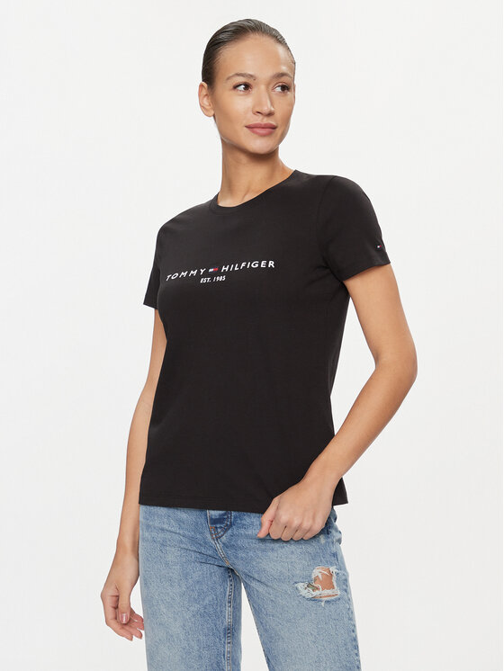 T-Shirt Tommy Hilfiger, Größe S Schwarz Heritage C-Nk WW0WW31999