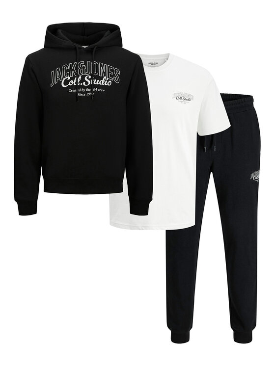 Jack & Jones Jack&Jones Komplektas: marškinėliai, džemperis ir kelnės Makoto 12287681 Juoda Regular Fit