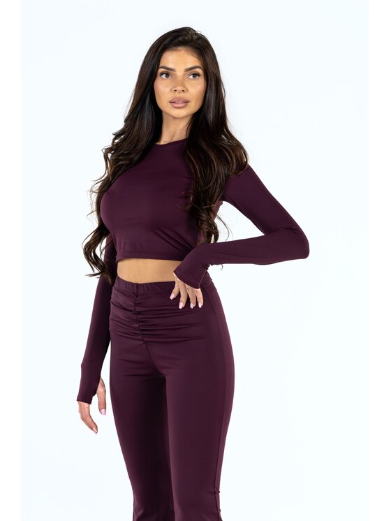 Agatha Studio Agatha Studio Komplet bluzka i spodnie A26ZS-KA-K56 Bordowy Slim Fit