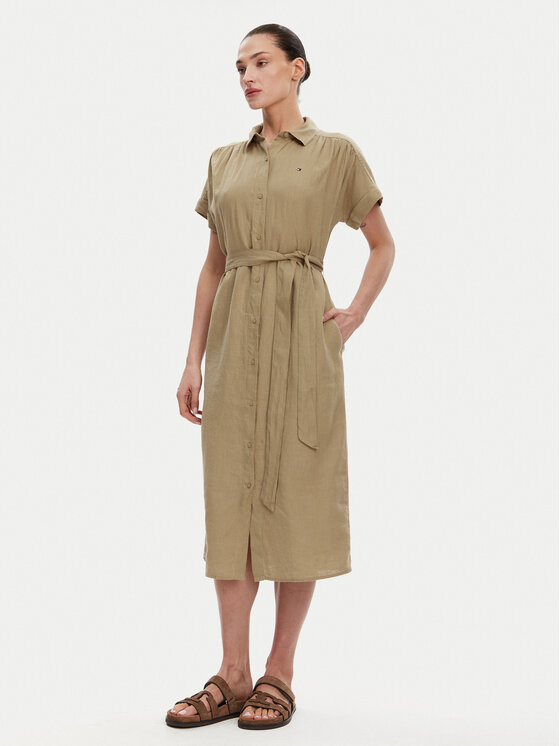 Tommy Hilfiger Tommy Hilfiger Rochie tip cămașă Ess WW0WW44653 Bej Regular Fit