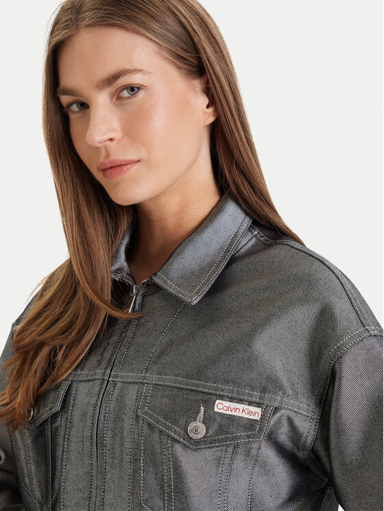 Calvin Klein Calvin Klein Džinsinė striukė LV047E715G Sidabrinė Relaxed Fit