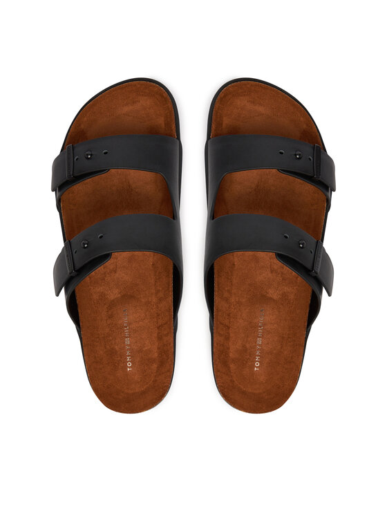 Tommy Hilfiger Tommy Hilfiger Šľapky Cork Adjustable Lth Sandal FM0FM05754 Čierna