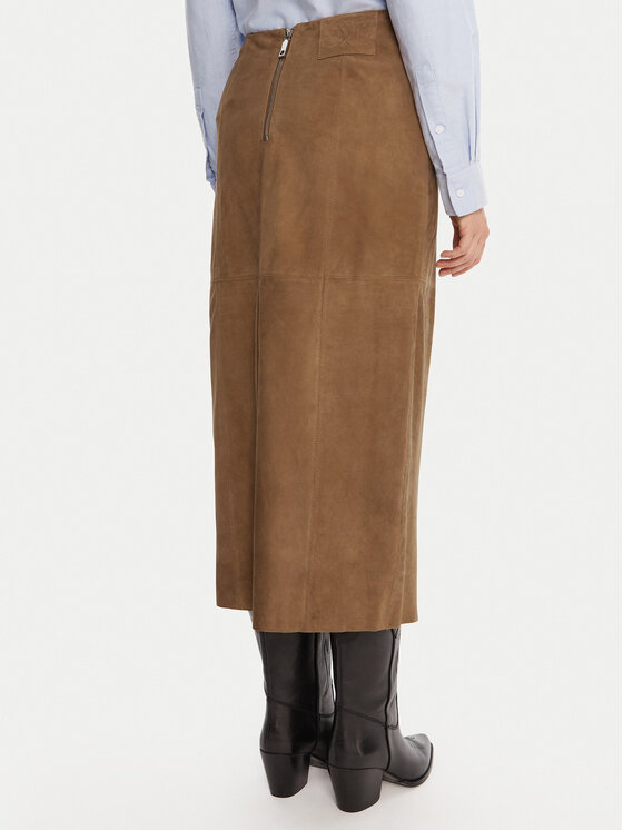 MAX&Co. MAX&Co. Kožená sukňa Guelfi 2526406011200 Hnedá Straight Fit