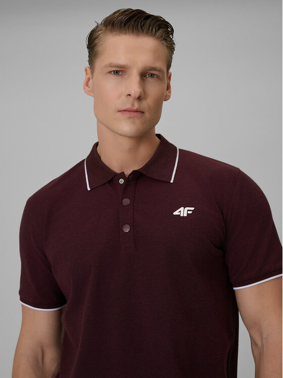 4F 4F Polo COMMERCIAL 12 Bordowy Regular Fit