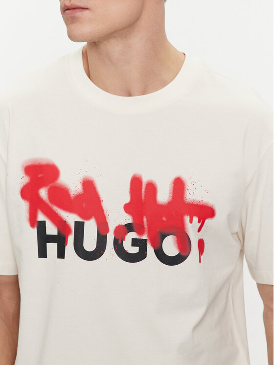 HUGO Hugo T-krekls Dinricko 50508513 Balts Relaxed Fit