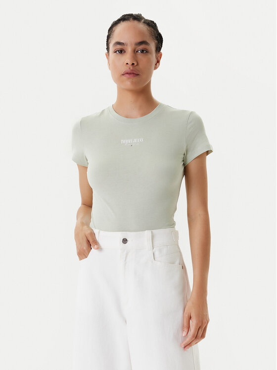 Tommy Jeans Damski T-Shirt, rozmiar L, Zielony, Essential DW0DW20913