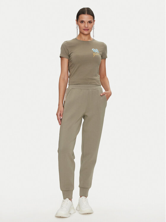 Guess Guess T-särk Flowers W4YI30 J1314 Roheline Slim Fit