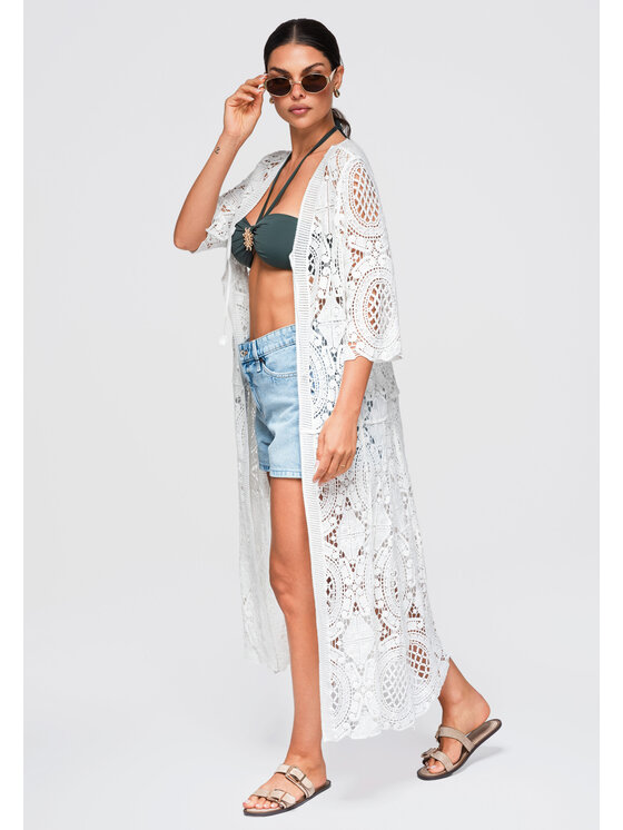 Ombre Ombre Sweter OW-SW-E0004 Biały Loose Fit