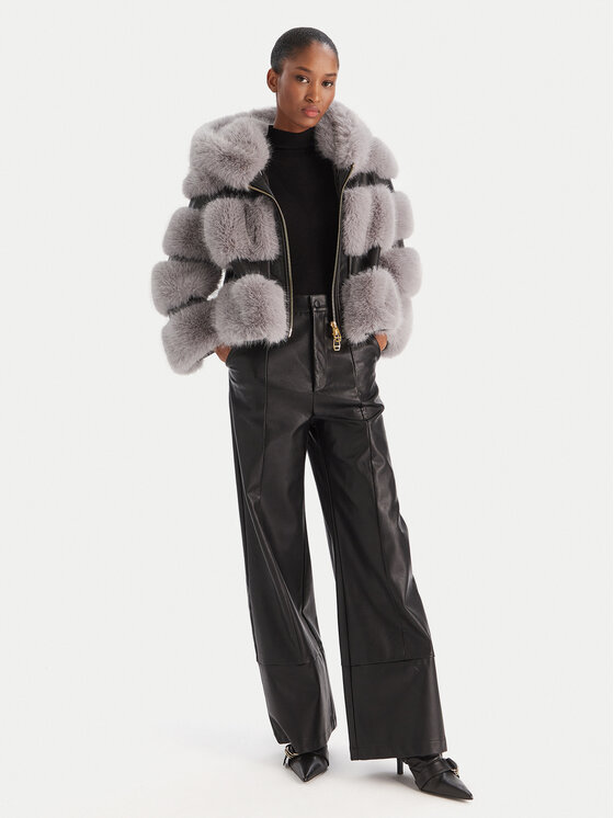 YES LONDON YES LONDON Кожено палто 031 Сив Regular Fit