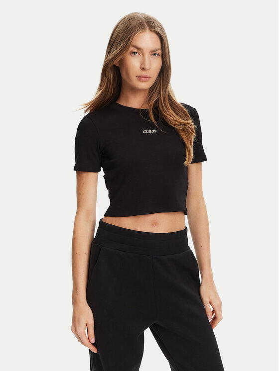 Guess Guess Tricou V5YP08 K8RT2 Negru Slim Fit