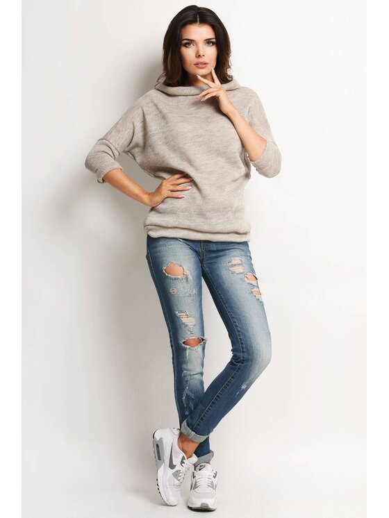 Awama Awama Sweter A121 Beżowy Basic Fit