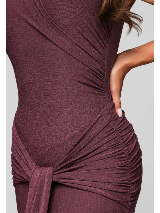 Ombre Ombre Sukienka wieczorowa LA-OM-DLR218 Bordowy Slim Fit