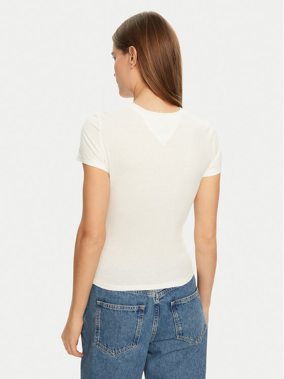 Tommy Jeans Tommy Jeans Majica Essential DW0DW19447 Bela Slim Fit
