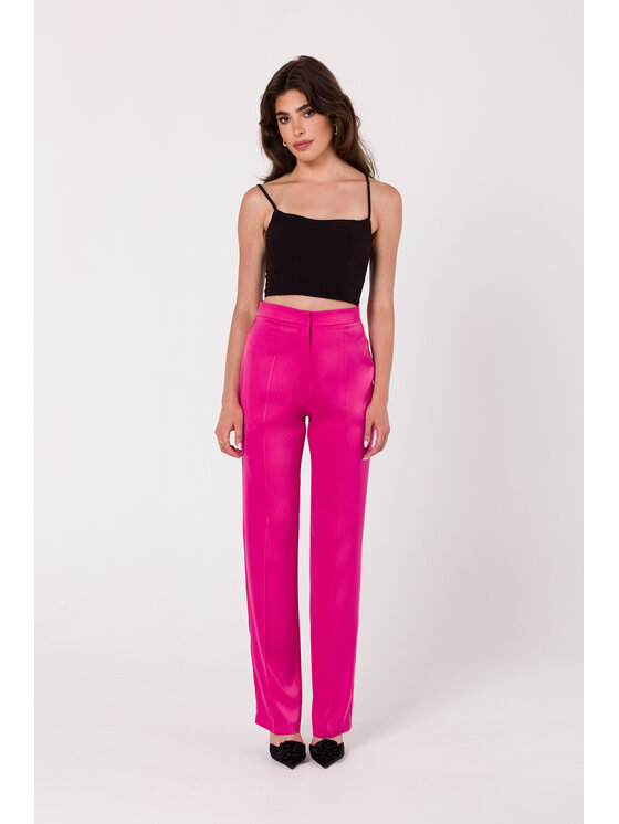 Makover Makover Dámské kalhoty K174 Růžová Modern Fit