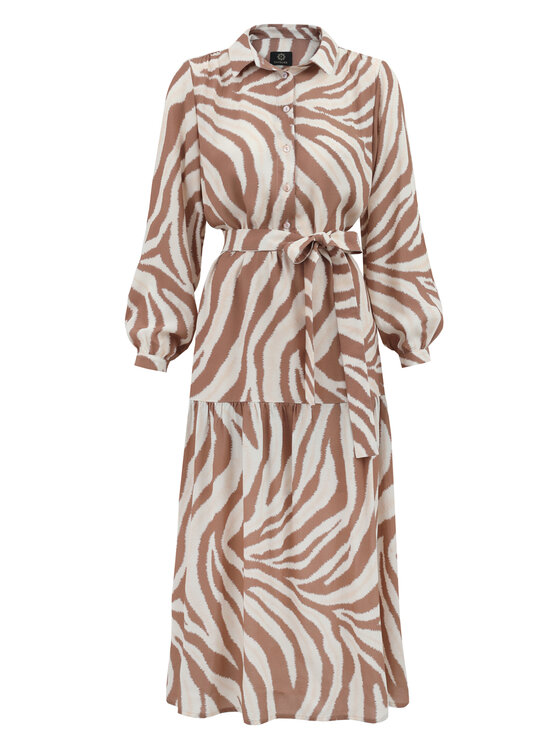 Entelier Entelier Sukienka koszulowa koszulowa maxi Beżowy Comfortable Fit