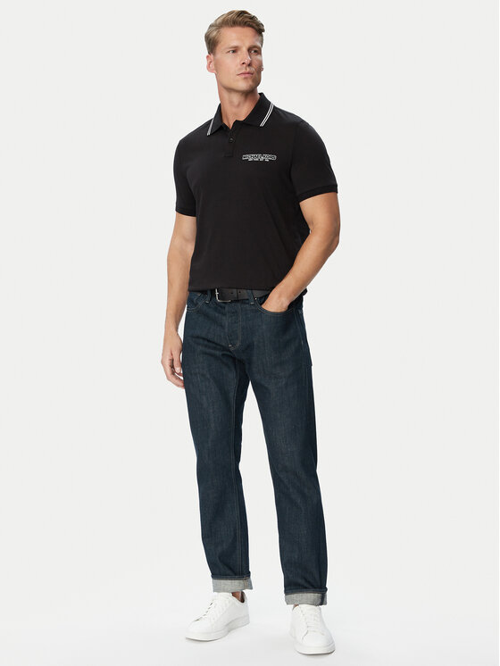 MICHAEL Michael Kors MICHAEL Michael Kors Тениска с яка и копчета CF6536S19P Черен Regular Fit