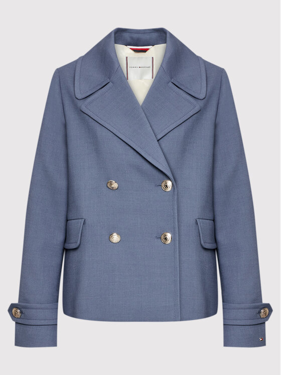 Tommy Hilfiger Tommy Hilfiger Płaszcz przejściowy Blend WW0WW35074 Niebieski Regular Fit