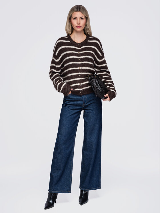 Ombre Ombre Sweter OW-SW-E0029 Brązowy ciemny Relaxed Fit