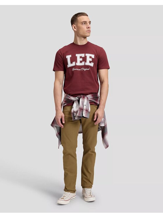 Lee Lee T-Shirt ORIGINAL TEE Brązowy Regular Fit