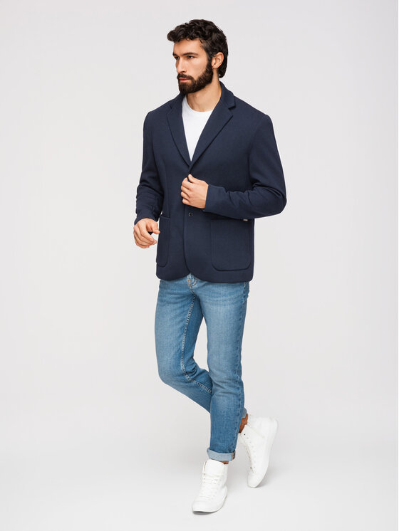 Ombre Ombre Marynarka M167 Granatowy Regular Fit