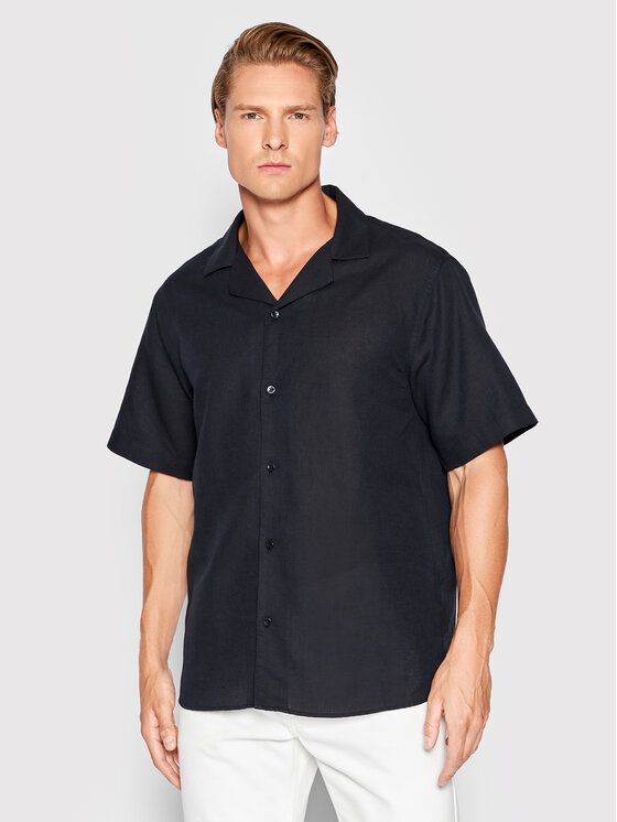 Camicia Resort Moa Nero Relaxed Fit