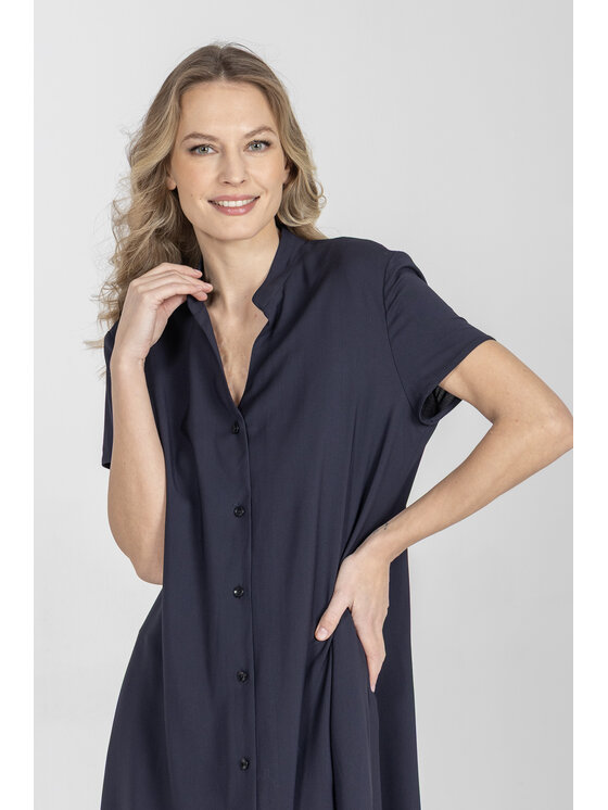 Deni Cler Milano Deni Cler Milano Sukienka koszulowa W-DC-3226-F2-A6-59-1 Granatowy Loose Fit