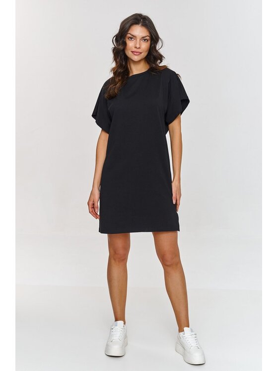 Makadamia Makadamia Sukienka codzienna M875 Czarny Baggy Fit