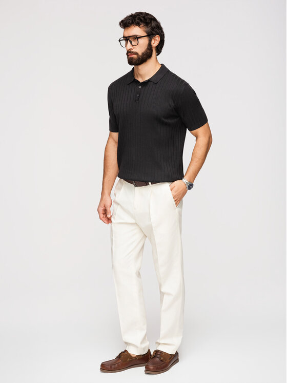 Ombre Ombre Polo OM-POSS-0180 Czarny Slim Fit
