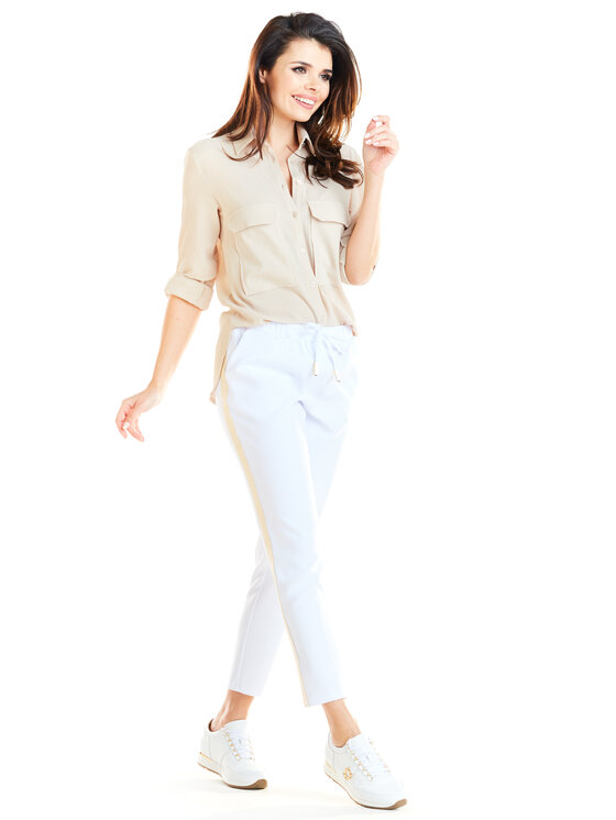 Awama Awama Spodnie damskie A270 Biały Basic Fit
