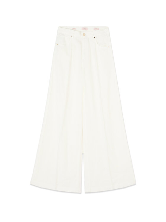 Oltre Oltre Pantaloni di tessuto P745R008909N011 Bianco Baggy Fit