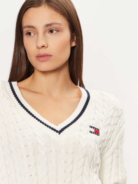 Tommy Jeans Tommy Jeans Sweter DW0DW19885 Écru Regular Fit
