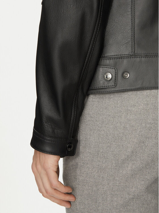 BOSS BOSS Шкіряна куртка H-Mansell3 50532475 Чорний Regular Fit