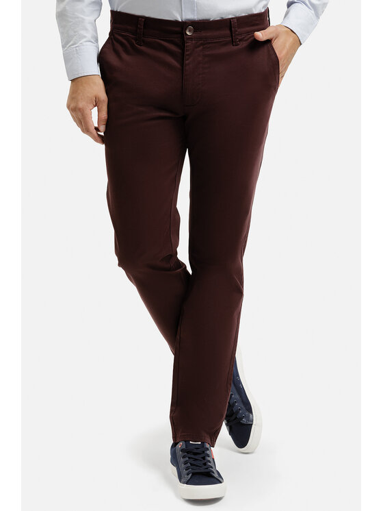Cross Jeans Cross Jeans Chinosy F 194-960 Bordowy Tapered Leg