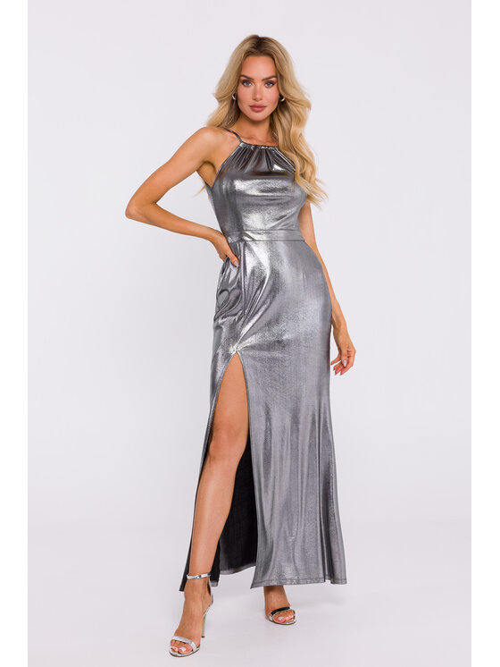 Made of Emotion Made of Emotion Abito da sera M833 Argento Sexy Straight Fit