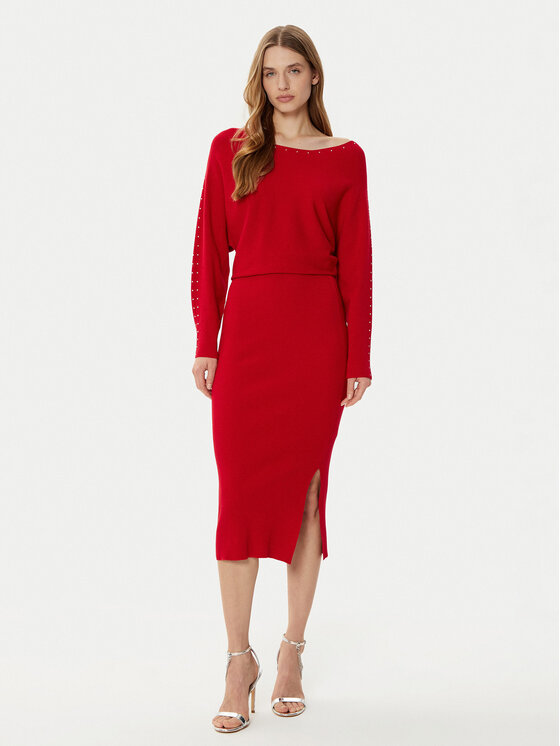 Morgan Morgan Pletena obleka 242-RMLIDO Rdeča Slim Fit
