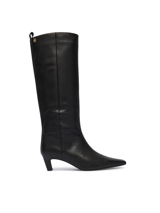 Tommy Hilfiger Tommy Hilfiger Cizme Kitten Heel Leather High Boot FW0FW09568 Negru