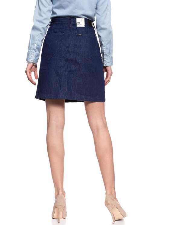 Lee Lee Spódnica mini A LINE SKIRT Niebieski Regular Fit