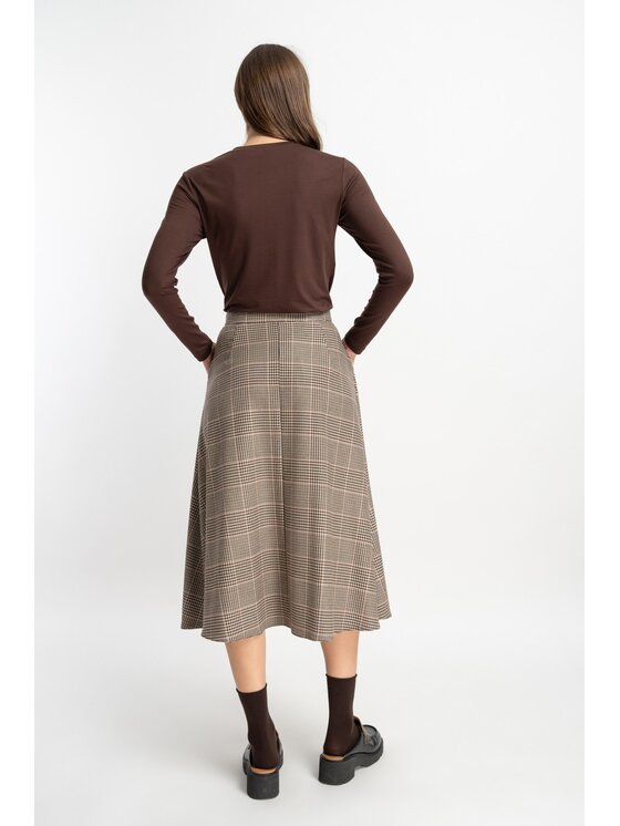 CLICK CLICK Midi sukně 50-731 Hnědá Relaxed Fit