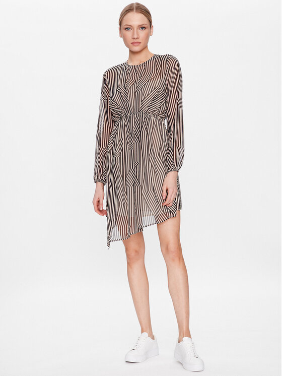 Sisley Sisley Sukienka codzienna 4W7XLV036 Beżowy Regular Fit