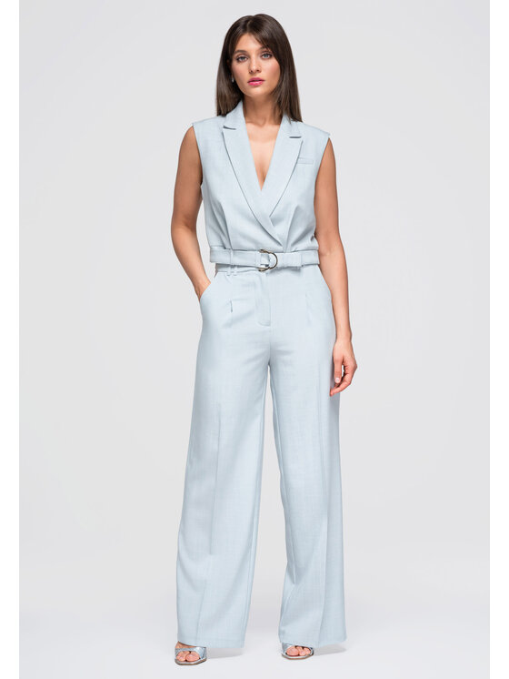 Ombre Ombre Spodnie materiałowe OW-PA-E0013 Niebieski Relaxed Fit