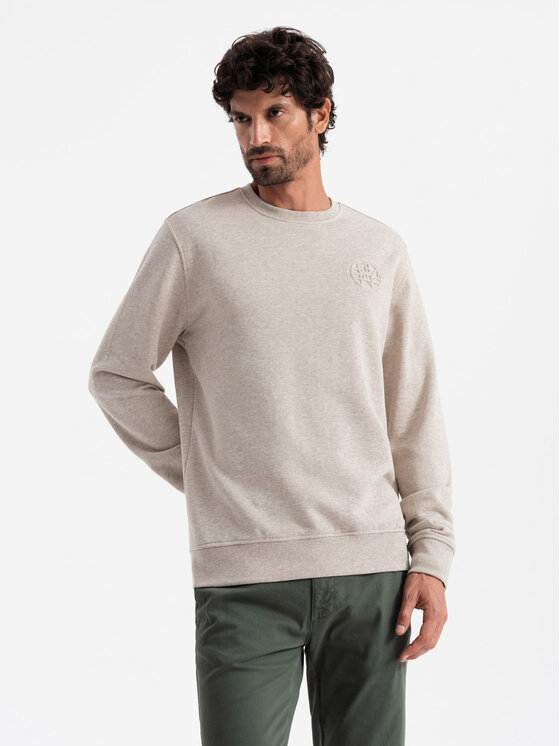 Ombre Ombre Mikina OM-SSNZ-0163 Béžová Regular Fit