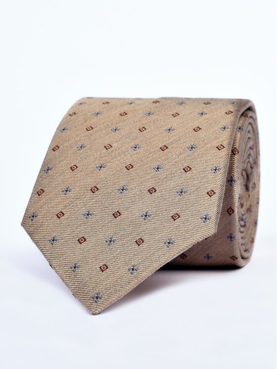 ELSNER ELSNER Γραβάτα SIX FOLD Z JEDWABNEGO ŻAKARDU A5866 Μπεζ