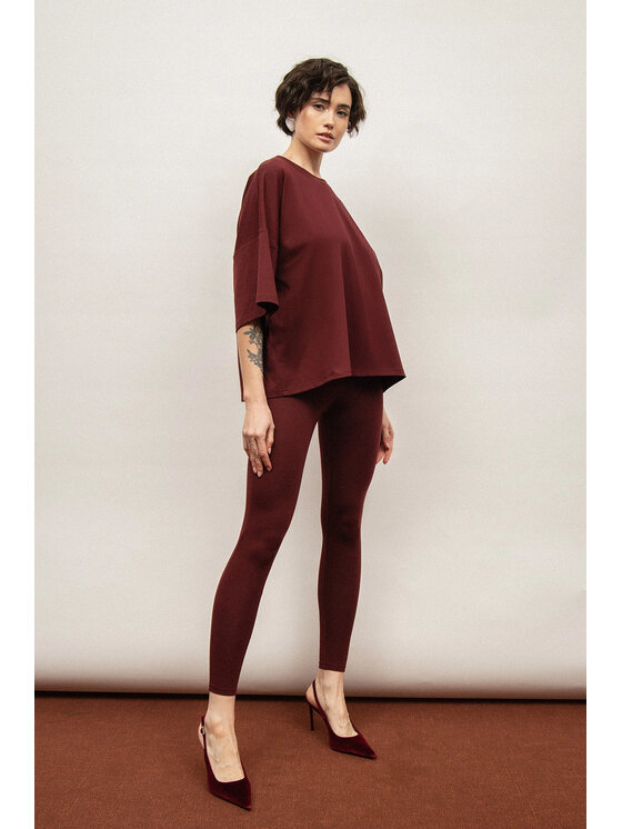 Nudyess Nudyess Leggings bawełniane Blake Bordeaux Fitted Fit