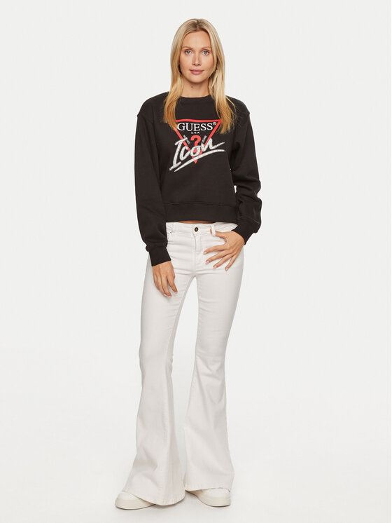 Guess Guess Μπλούζα W4YQ25 KB681 Μαύρο Regular Fit