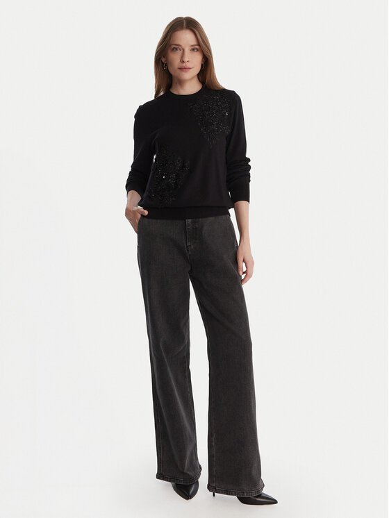 Artigli Artigli Jeansy Palazzo Vita Alta ADDE003646 Czarny Wide Leg