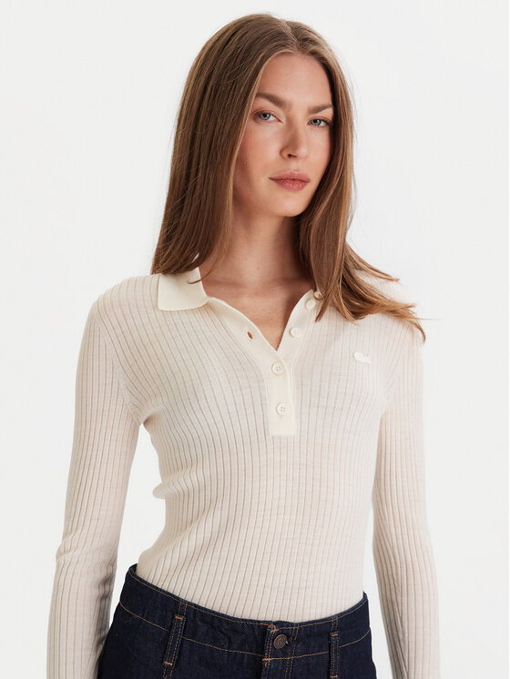 Lacoste Lacoste Sweter AF4006 Écru Slim Fit