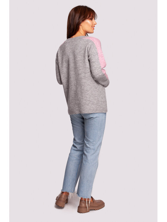 BeWear BeWear Sweter BK093 Szary Modern Fit