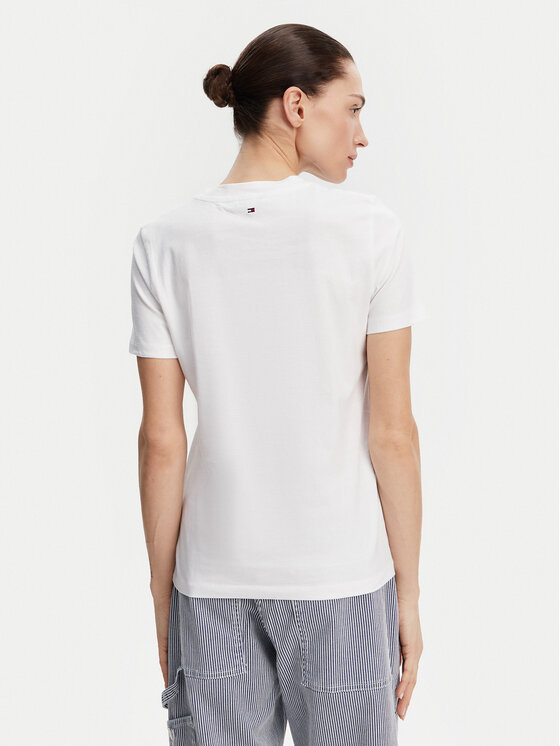 Tommy Hilfiger Tommy Hilfiger T-Shirt WW0WW45522 Biały Regular Fit